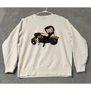 Ovadia & Sons Betty Boop Cotton Visit  Sweatshirt‎ In White Large